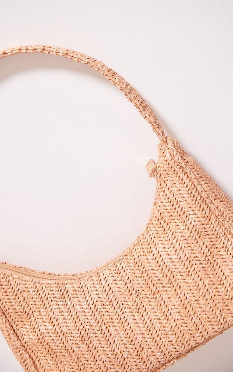Geanta De Umar Pretty Little Thing Natural Simple Raffia Bej | RXIU76810