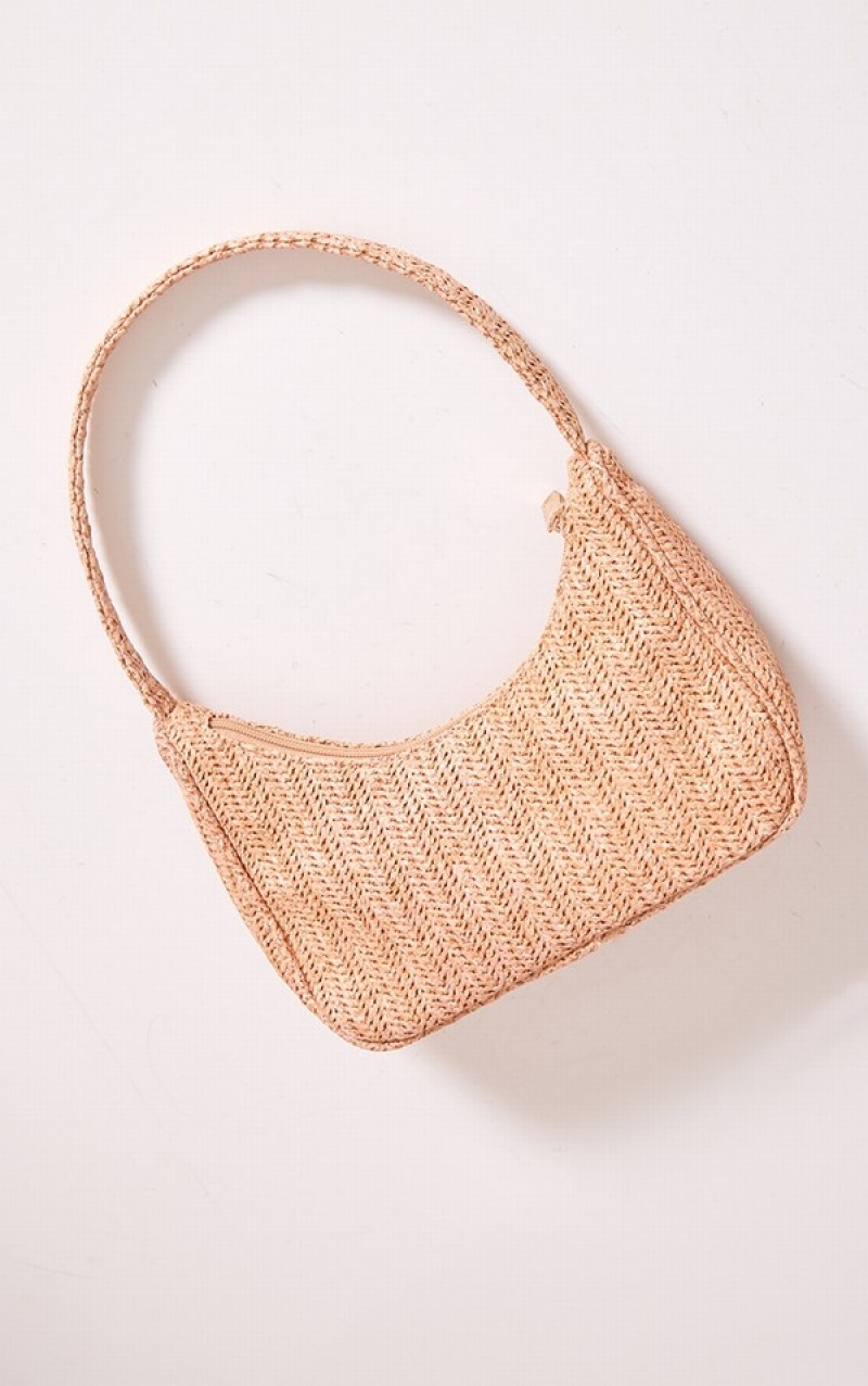 Geanta De Umar Pretty Little Thing Natural Simple Raffia Bej | RXIU76810