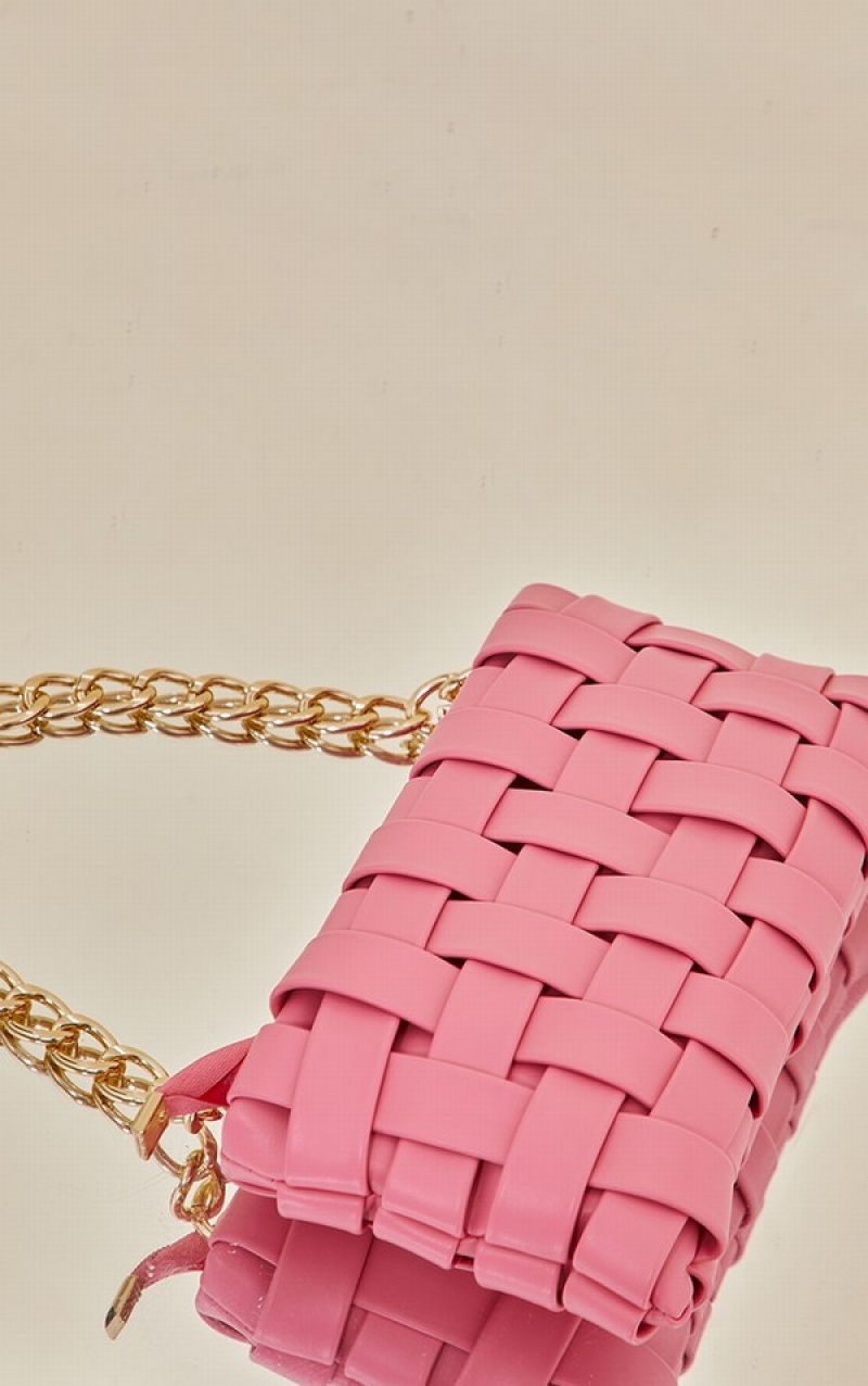 Geanta De Umar Pretty Little Thing Oversized Weave With Chain Roz | SVQT89237