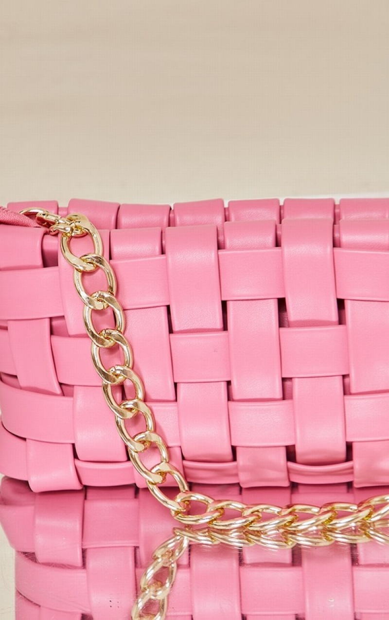 Geanta De Umar Pretty Little Thing Oversized Weave With Chain Roz | SVQT89237