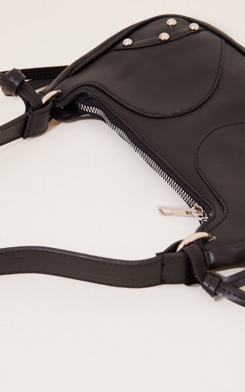 Geanta De Umar Pretty Little Thing Studded Detail Negrii | QUTM70389