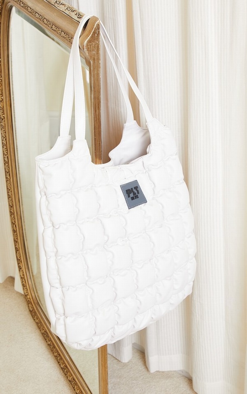 Geanta Tote Pretty Little Thing Căptușită Albi | RUET86540