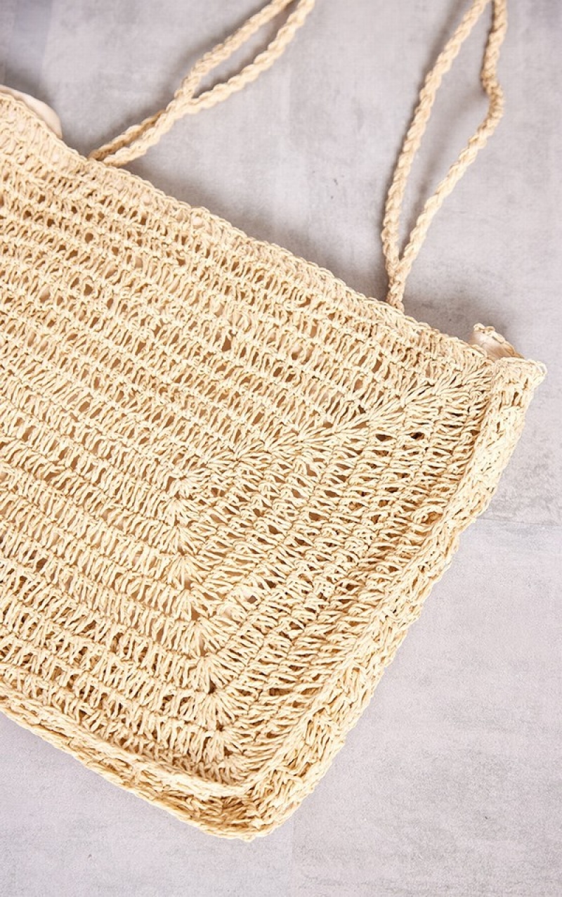 Geanta Tote Pretty Little Thing Natural Oversized Straw Bej | FDLG63078