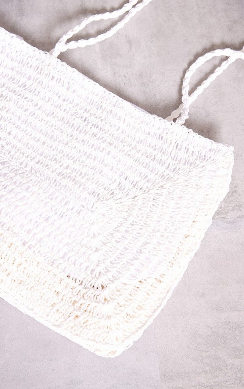 Geanta Tote Pretty Little Thing Oversized Straw Albi | OLKW43817