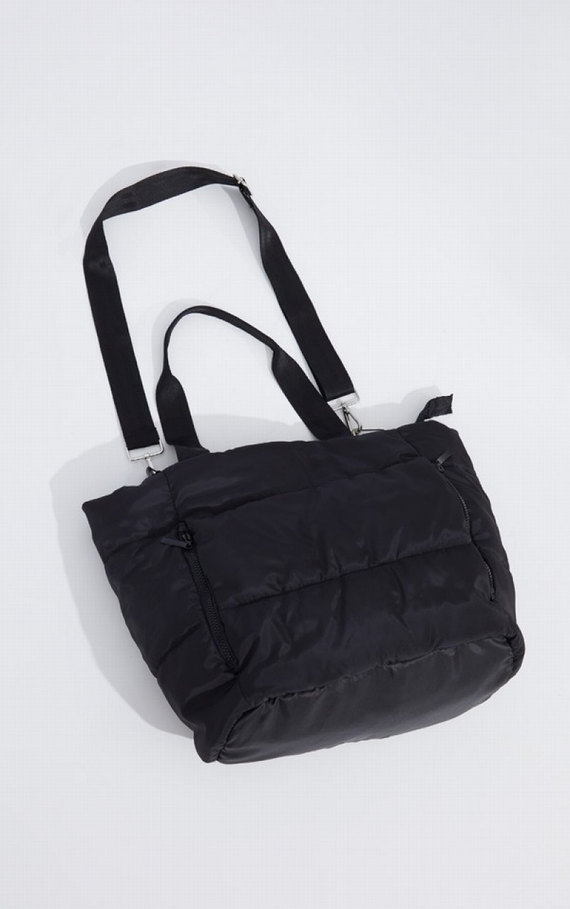 Geanta Tote Pretty Little Thing Oversized Matlasat Negrii | WMTQ27649