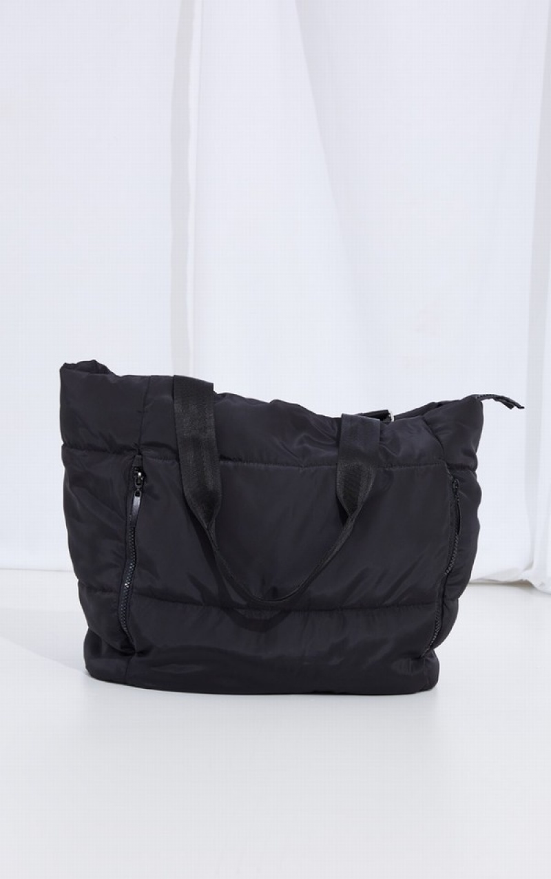 Geanta Tote Pretty Little Thing Oversized Matlasat Negrii | WMTQ27649