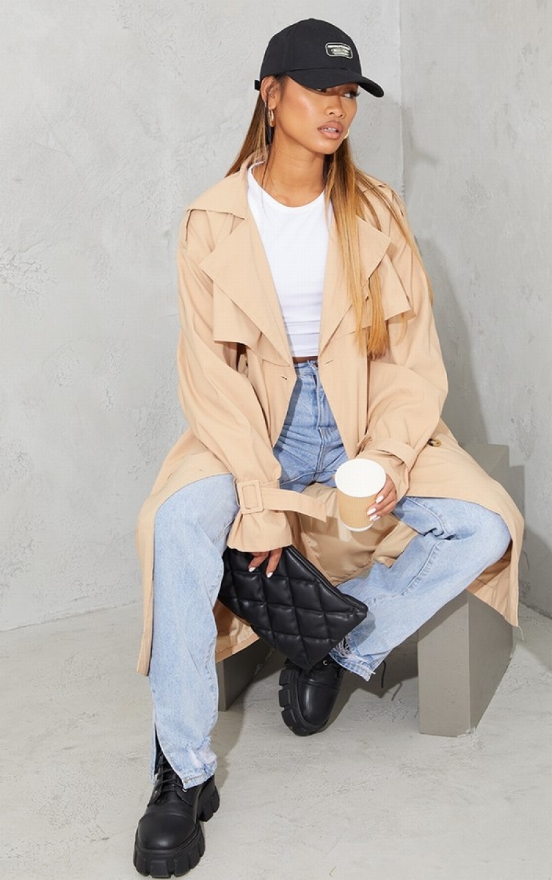 Geci Pretty Little Thing Camel Oversized ed Trench Maro | ERKT62189