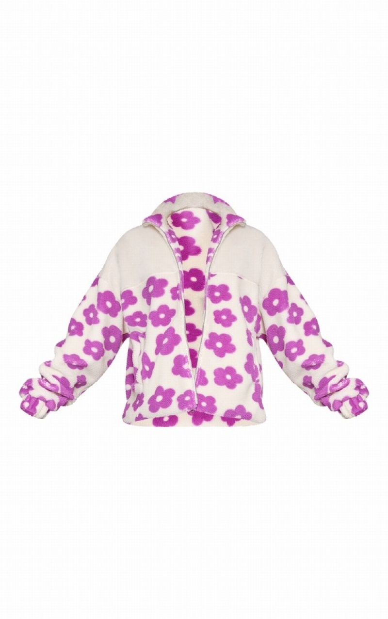 Geci Pretty Little Thing Flower Print Teddy Violet | ZTIR96053