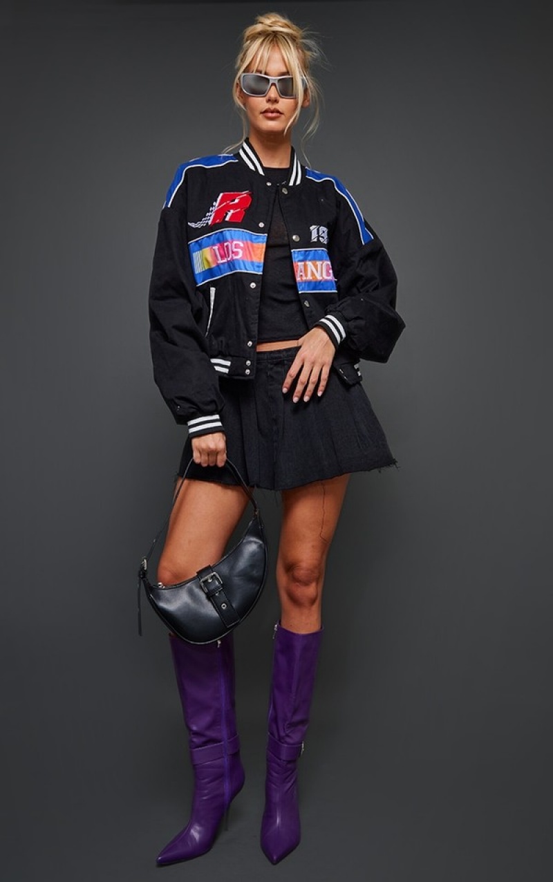 Geci Pretty Little Thing Motocross Zip Through Bomber Negrii | BTLC63512