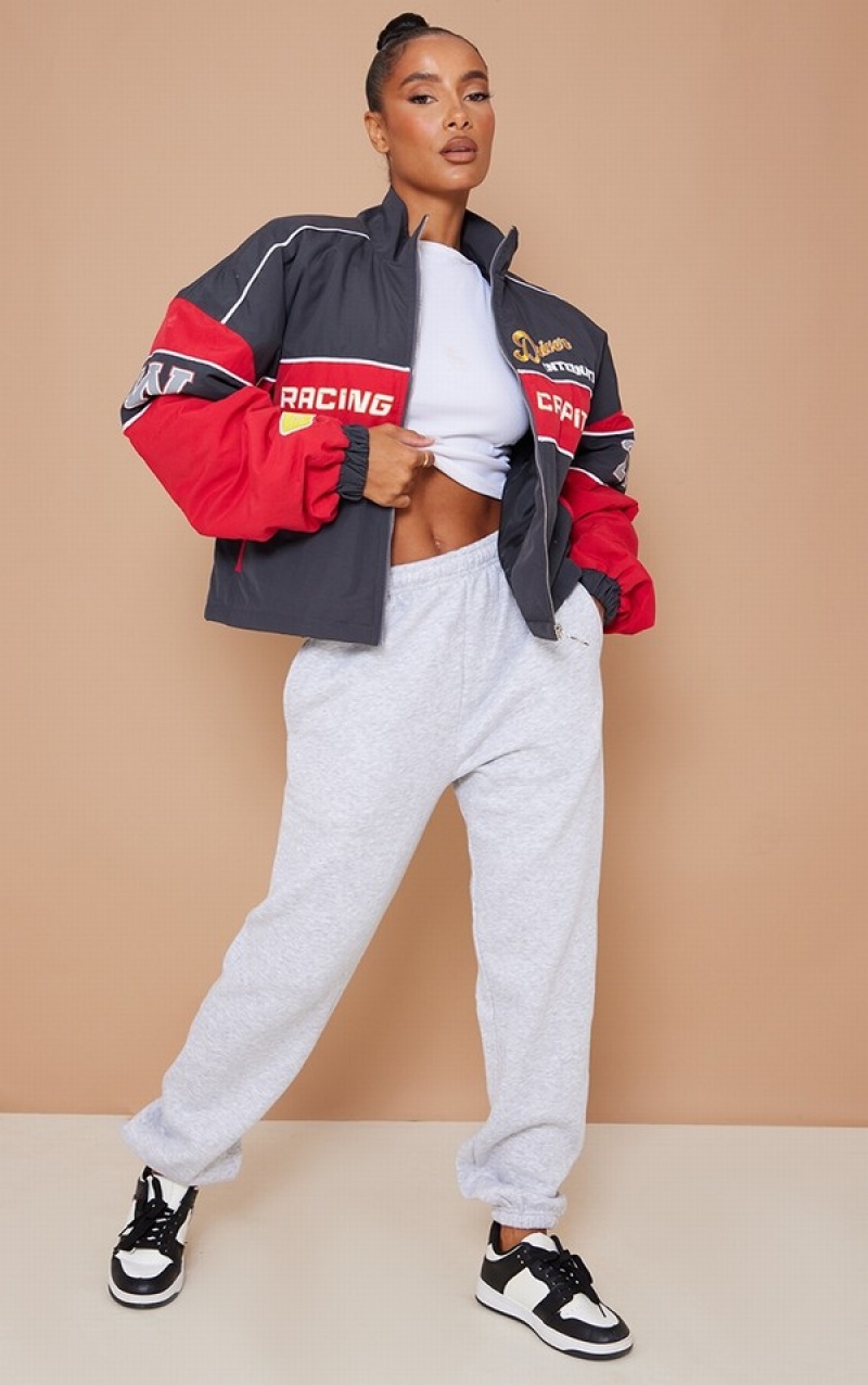 Geci Pretty Little Thing Oversized Grafice Zipped Racer Bomber Rosii | KHDW85390