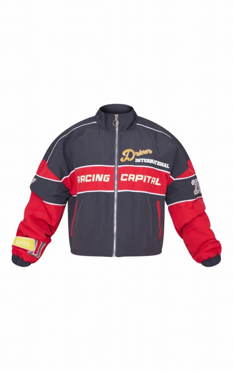 Geci Pretty Little Thing Oversized Grafice Zipped Racer Bomber Rosii | KHDW85390
