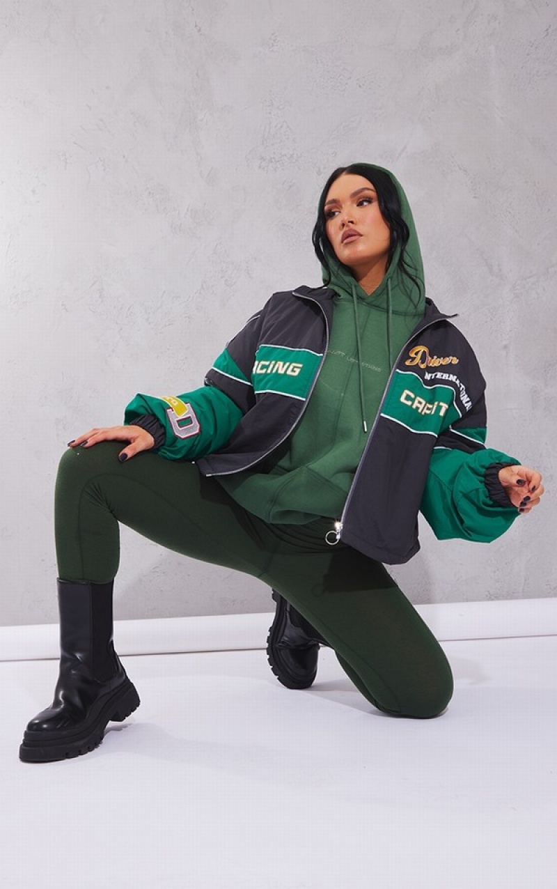 Geci Pretty Little Thing Oversized Grafice Zipped Racer Bomber Verzi | HTEQ87956