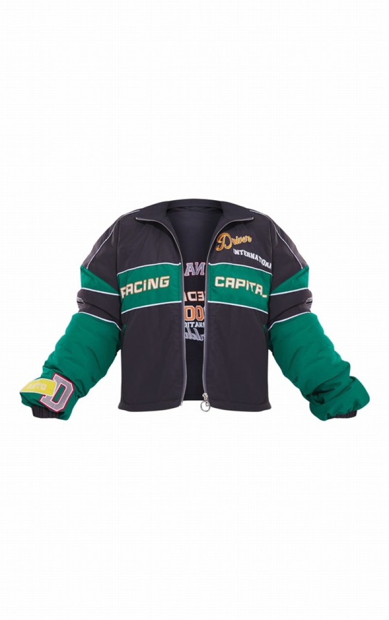 Geci Pretty Little Thing Oversized Grafice Zipped Racer Bomber Verzi | HTEQ87956