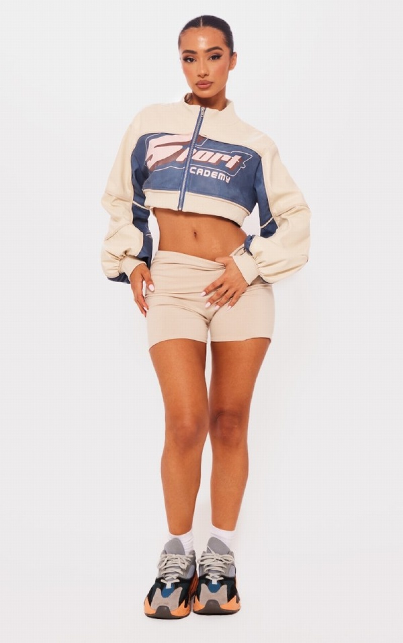Geci Pretty Little Thing Petite PU Cropped Racer Albi | VMBQ17032