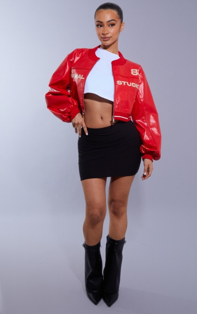 Geci Pretty Little Thing Petite Super Cropped Pu Racer Rosii | ZRTW83615