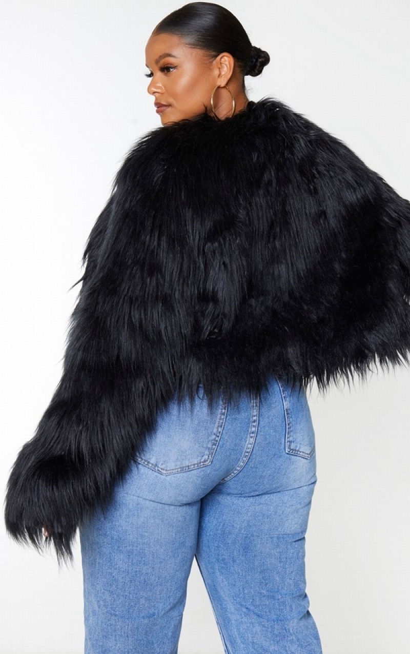 Geci Pretty Little Thing Plus Faux Fur Shaggy Cropped Negrii | LBSX81290