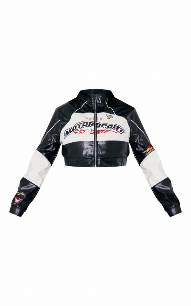 Geci Pretty Little Thing Plus Motorsport PU Cropped Biciclist Negrii | PSNB38401
