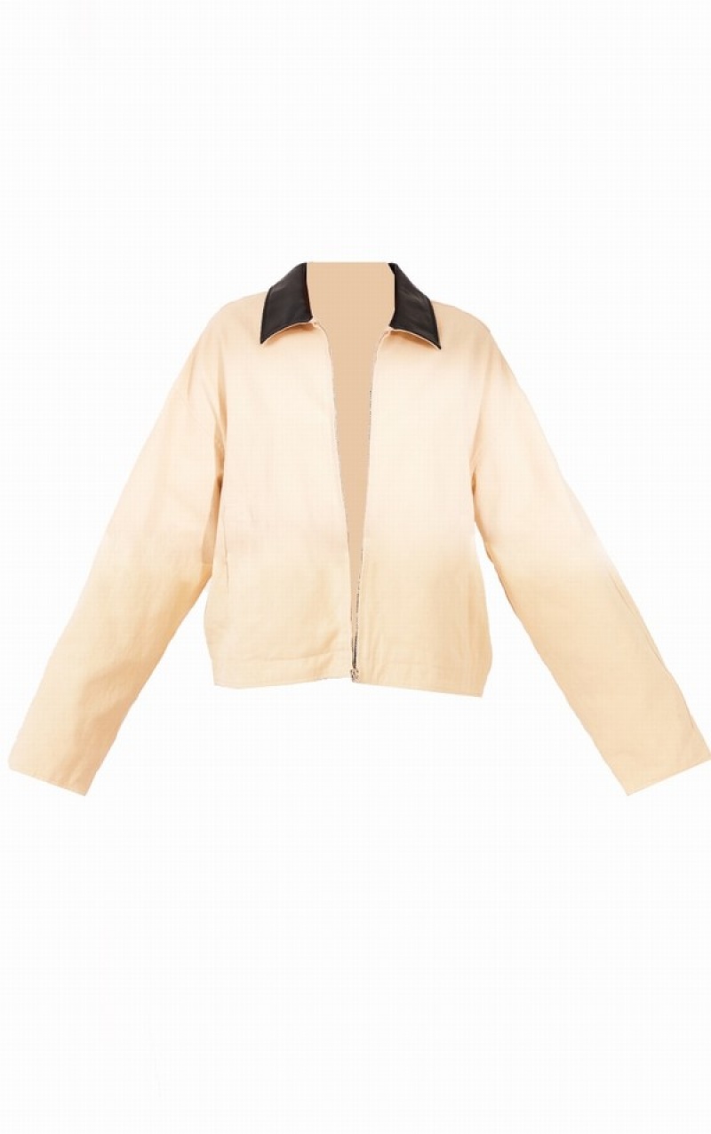 Geci Pretty Little Thing Sand Faux Piele Collar Oversized Bumbac Maro | PJEG02617