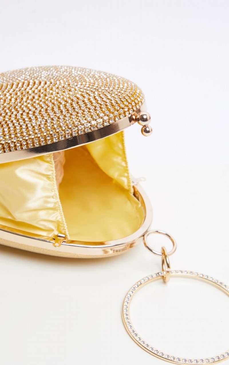 Genti Pretty Little Thing Diamante Oval Aurii | CSEF27948