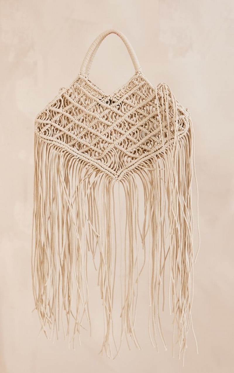 Genti Pretty Little Thing Natural Macrame Tassel Beach Bej | LXGO36098