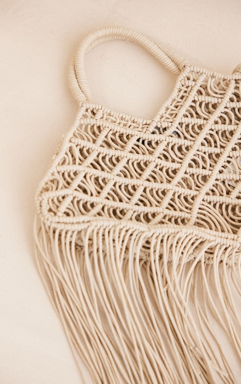 Genti Pretty Little Thing Natural Macrame Tassel Beach Bej | LXGO36098