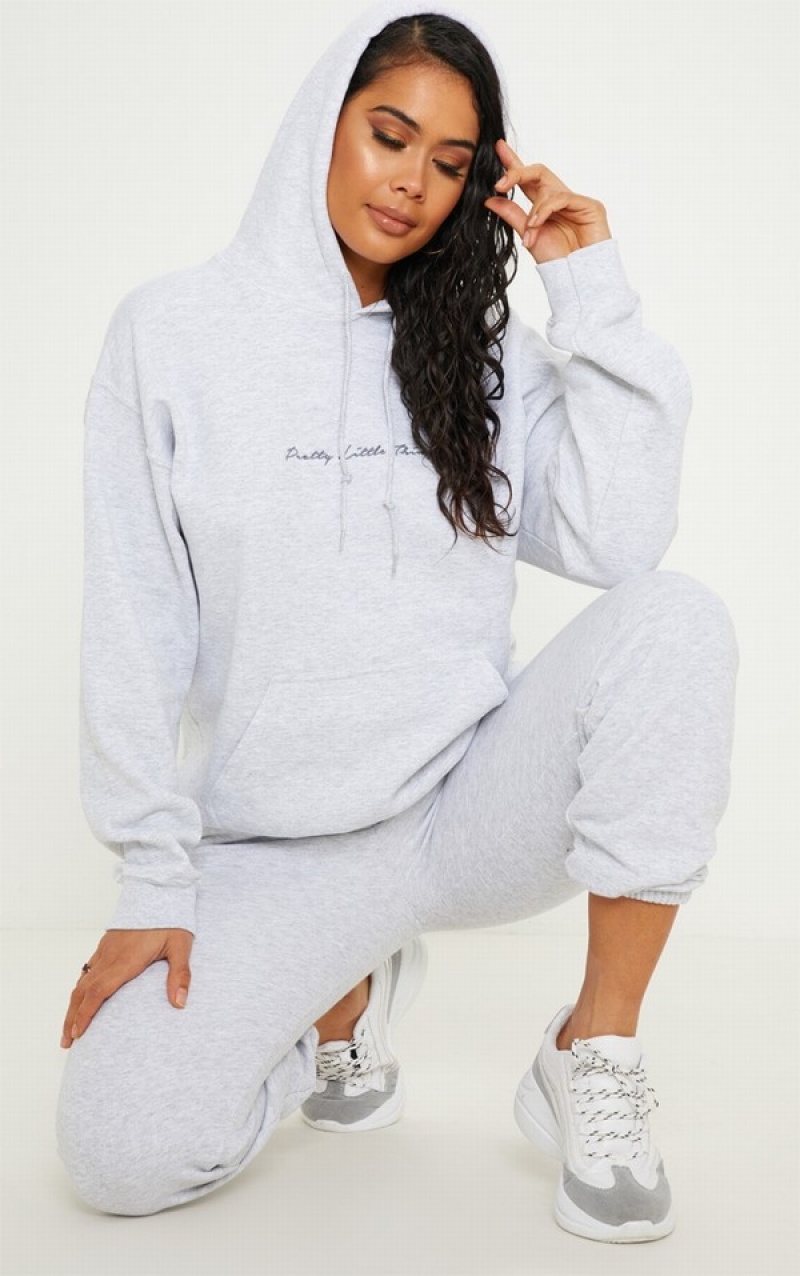 Hanorac cu Gluga Pretty Little Thing Ash Oversized Hoody Gri | NIRG52109