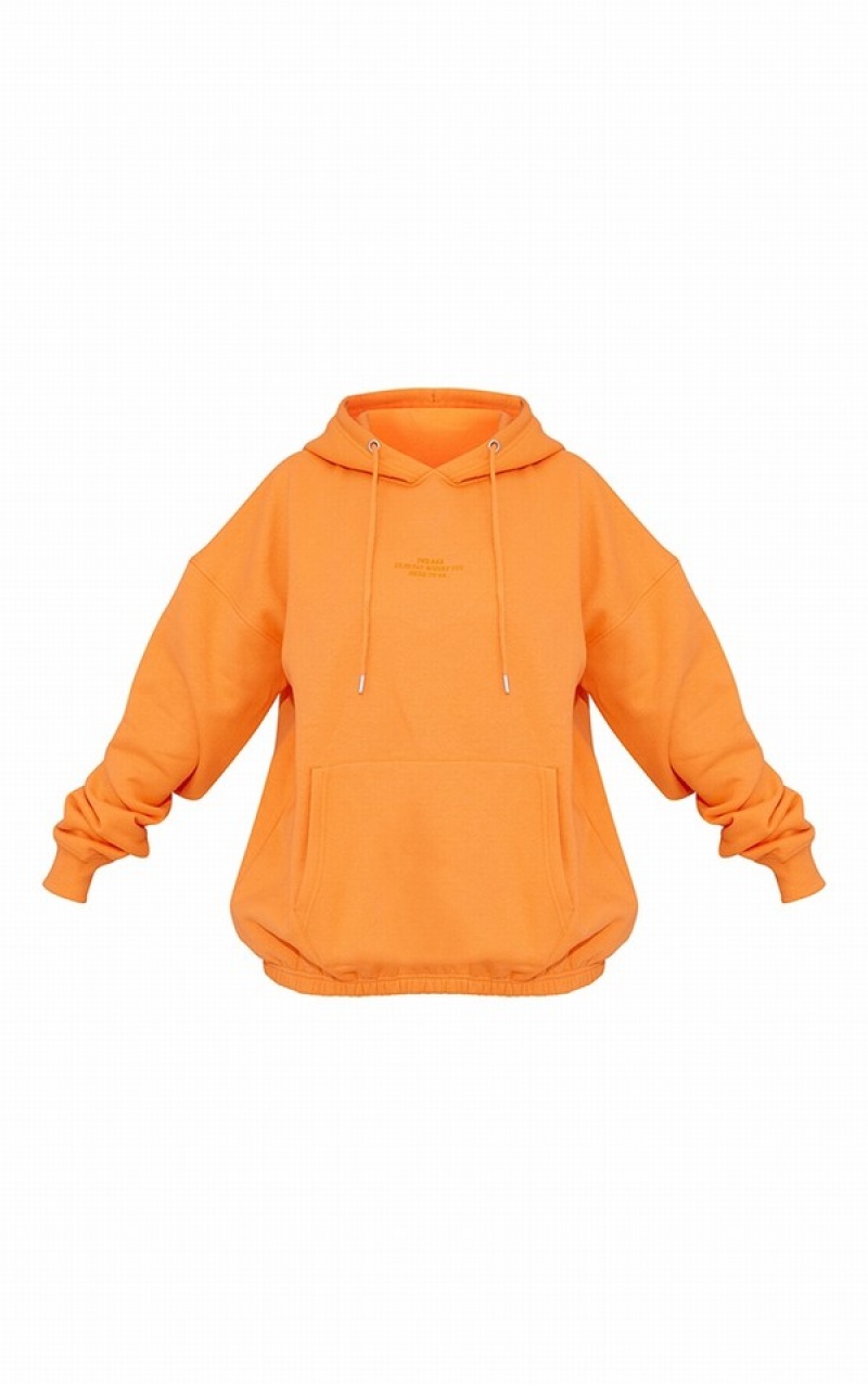 Hanorac cu Gluga Pretty Little Thing Bright Grafice Oversized Portocalii Deschis | ZYQF21695
