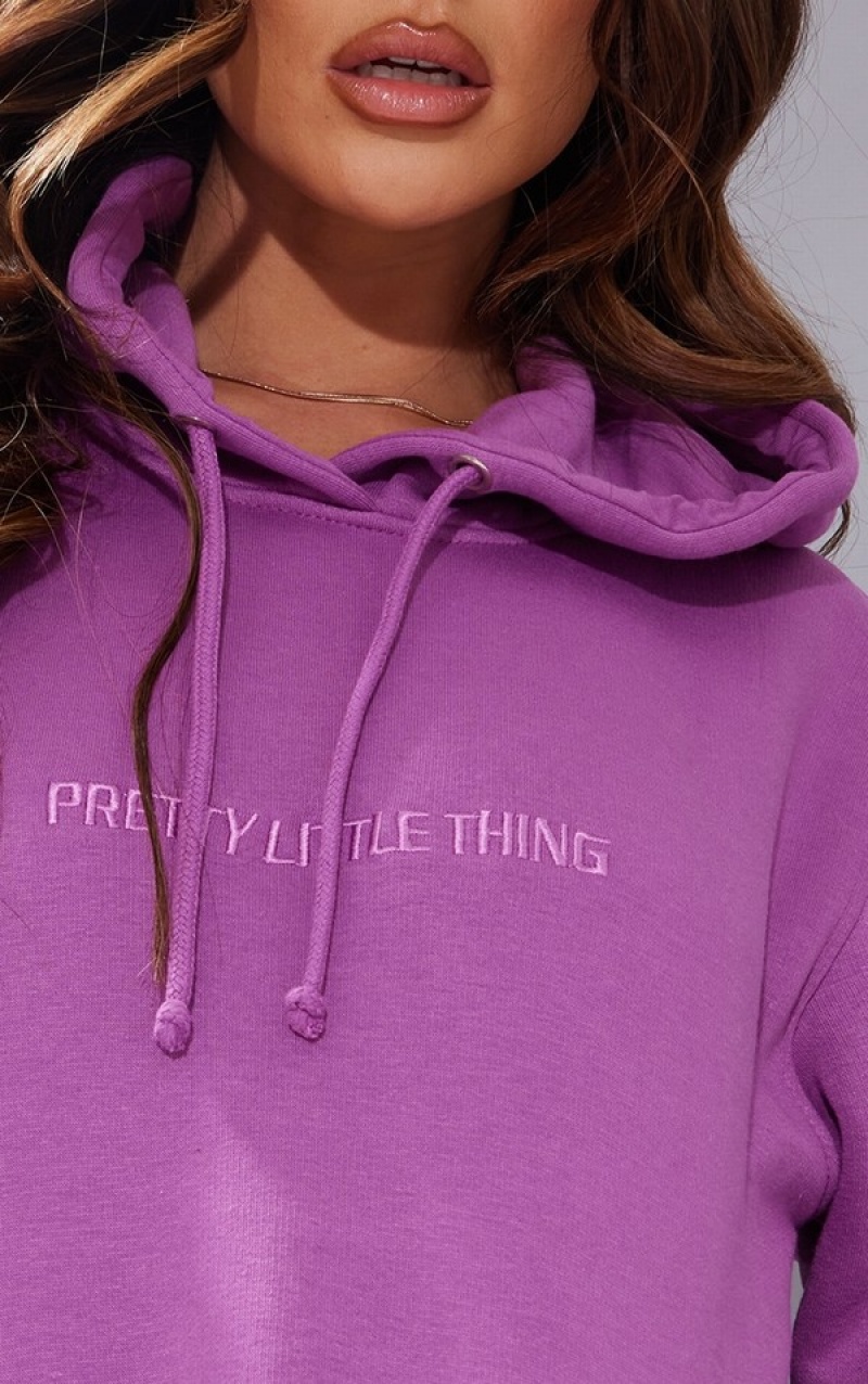 Hanorac cu Gluga Pretty Little Thing EmbroideGraphic Violet | EGLF92318