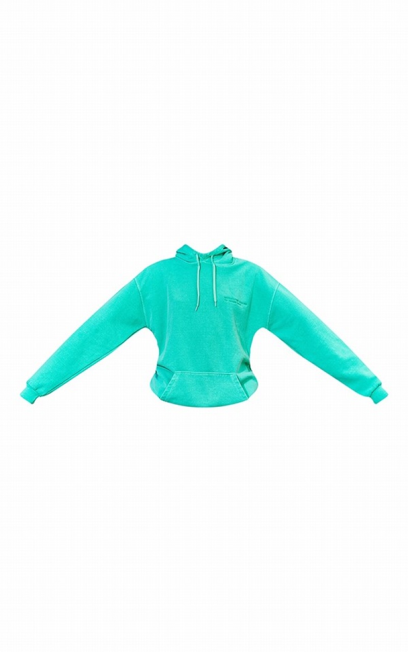 Hanorac cu Gluga Pretty Little Thing Est 2012 Washed Verzi Deschis | RSWP43861