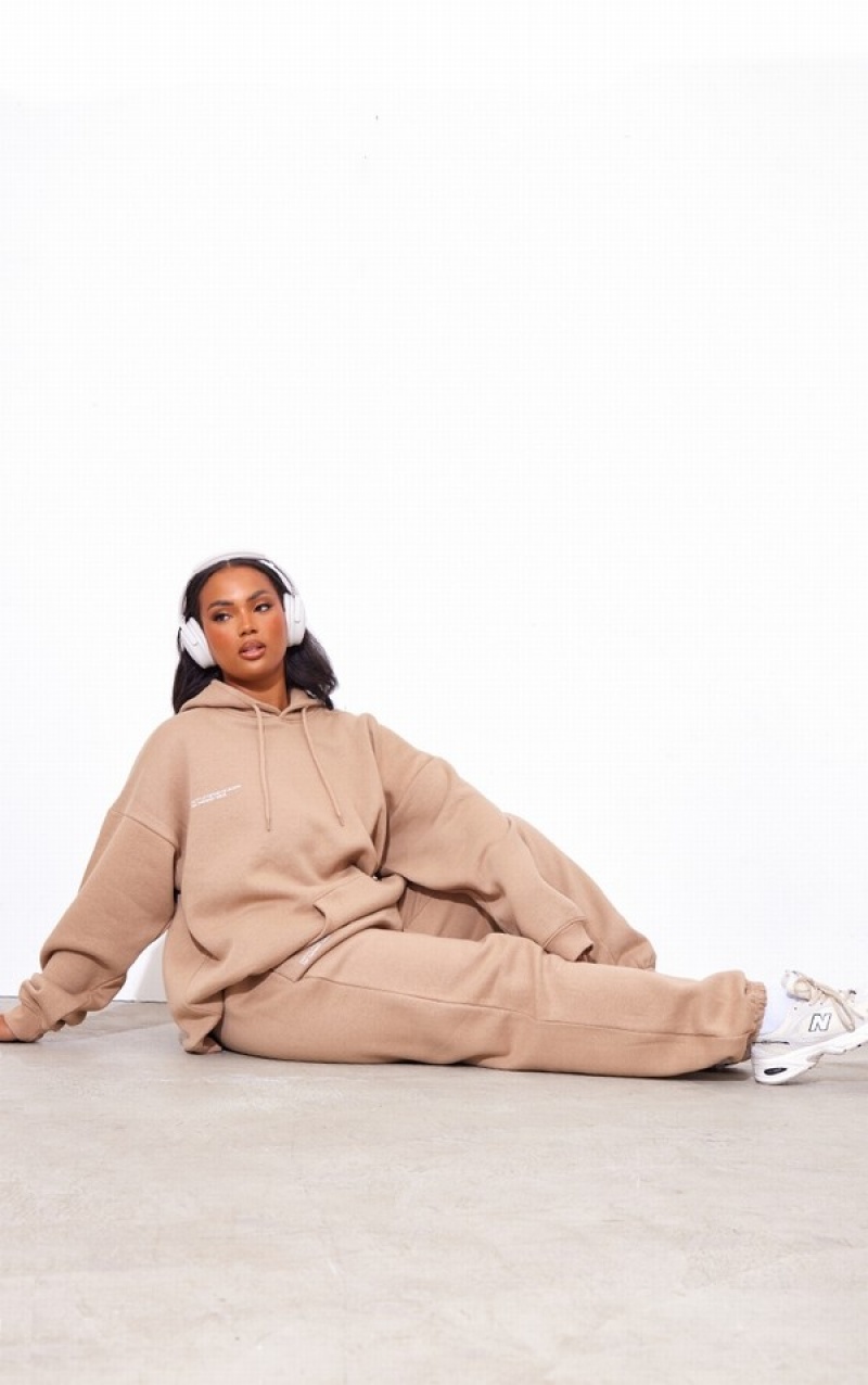 Hanorac cu Gluga Pretty Little Thing Plus Mocha Est 2012 Oversized Bej | OIGF08235