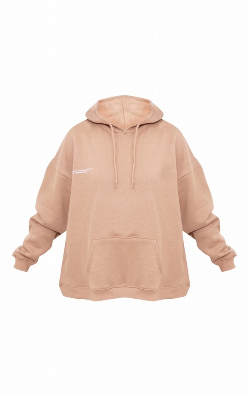 Hanorac cu Gluga Pretty Little Thing Plus Mocha Est 2012 Oversized Bej | OIGF08235