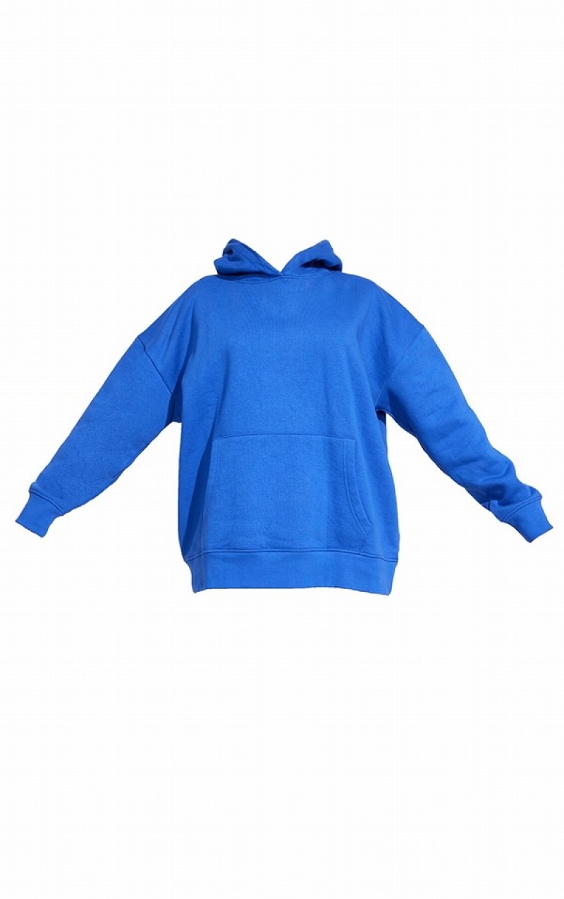 Hanorac cu Gluga Pretty Little Thing Premium Royal Sports Academy Puff Print Oversized Albastri | EOFK72135