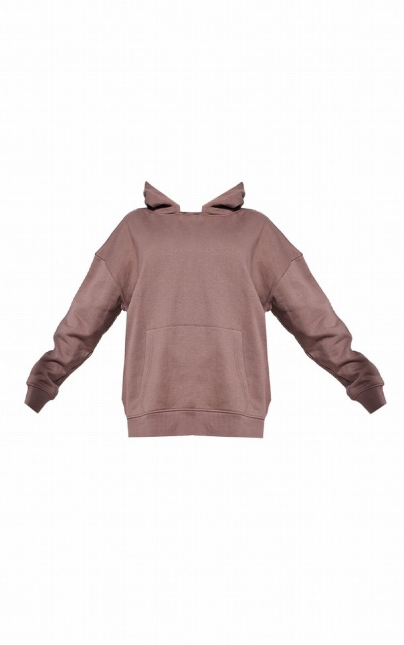 Hanorac cu Gluga Pretty Little Thing Premium Coffee Sports Academy Puff Print Oversized Cafe | NZTC98372