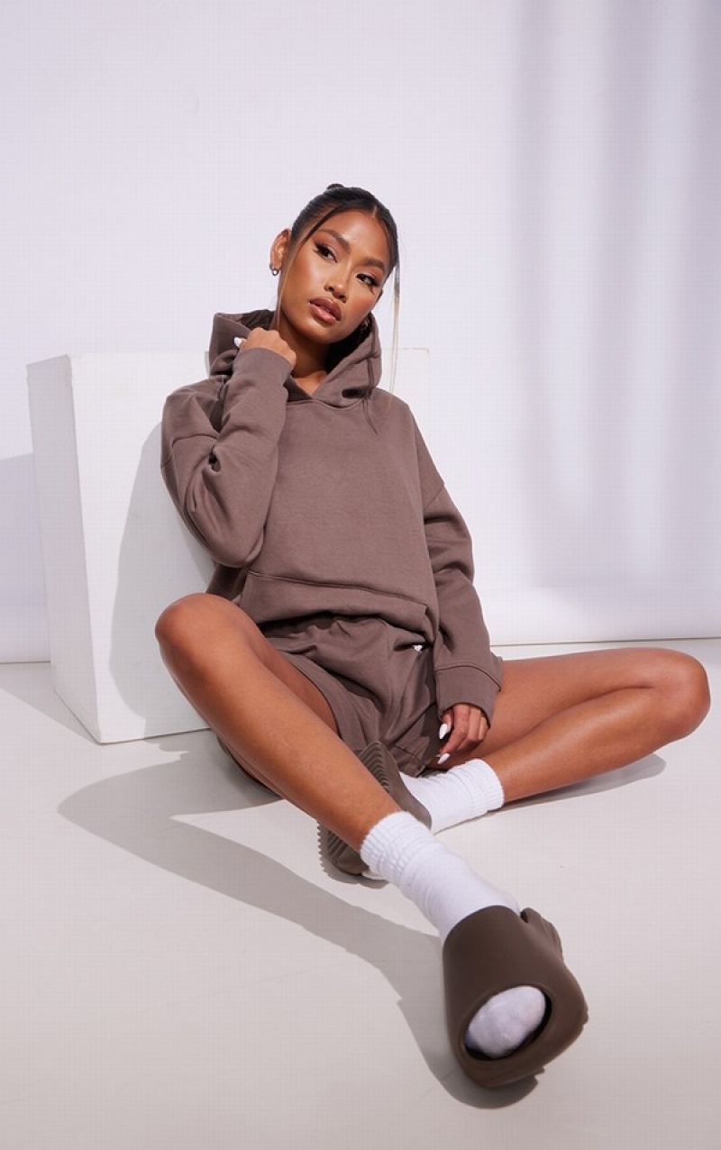Hanorac cu Gluga Pretty Little Thing Premium Coffee Sports Academy Puff Print Oversized Cafe | NZTC98372