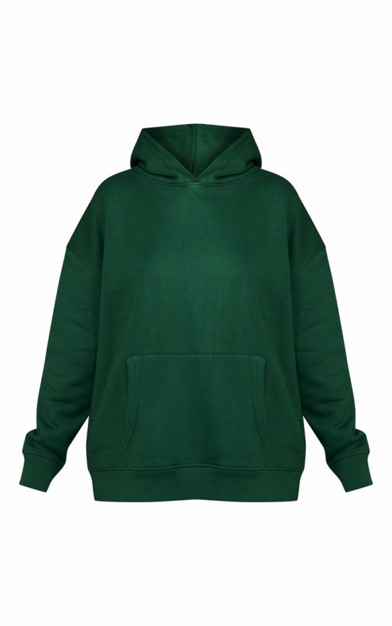 Hanorac cu Gluga Pretty Little Thing Universal Sports Academy Print Verzi Inchis | KPEO14726