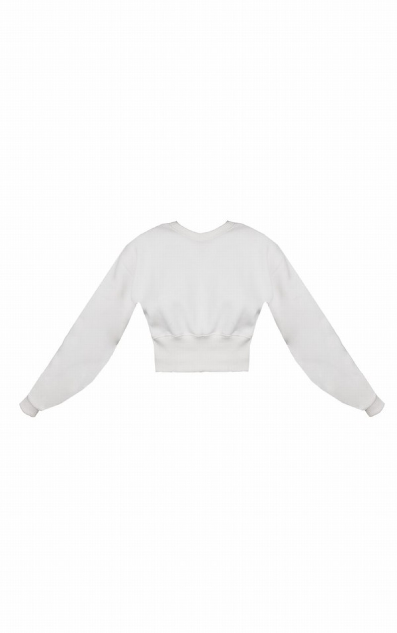 Hanorace Pretty Little Thing Cizme Inalte Cropped Albi | PBUN51283