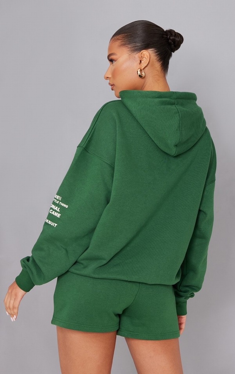 Hanorace Pretty Little Thing Forest Oversized Grafice Print Pocket Front Verzi | RPAU39568