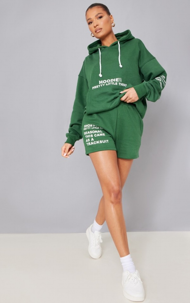 Hanorace Pretty Little Thing Forest Oversized Grafice Print Pocket Front Verzi | RPAU39568