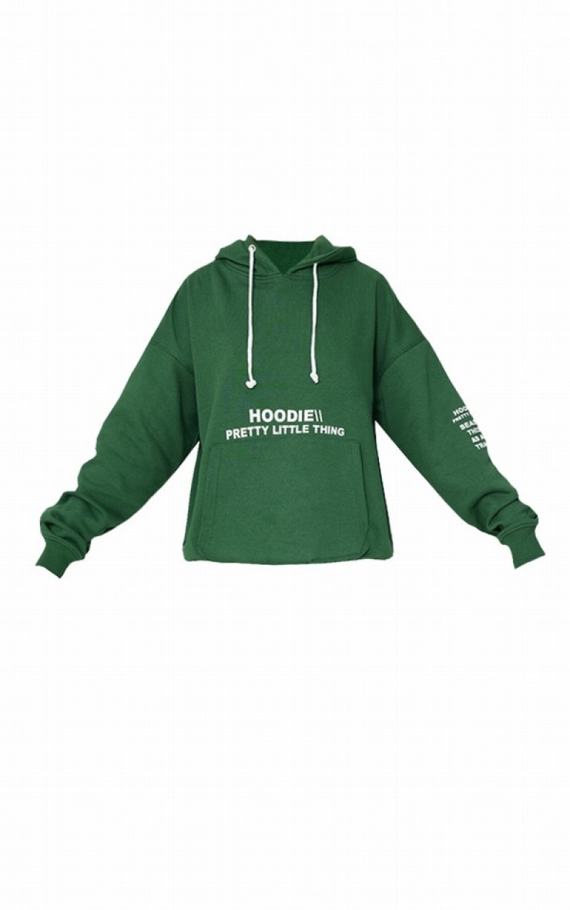 Hanorace Pretty Little Thing Forest Oversized Grafice Print Pocket Front Verzi | RPAU39568