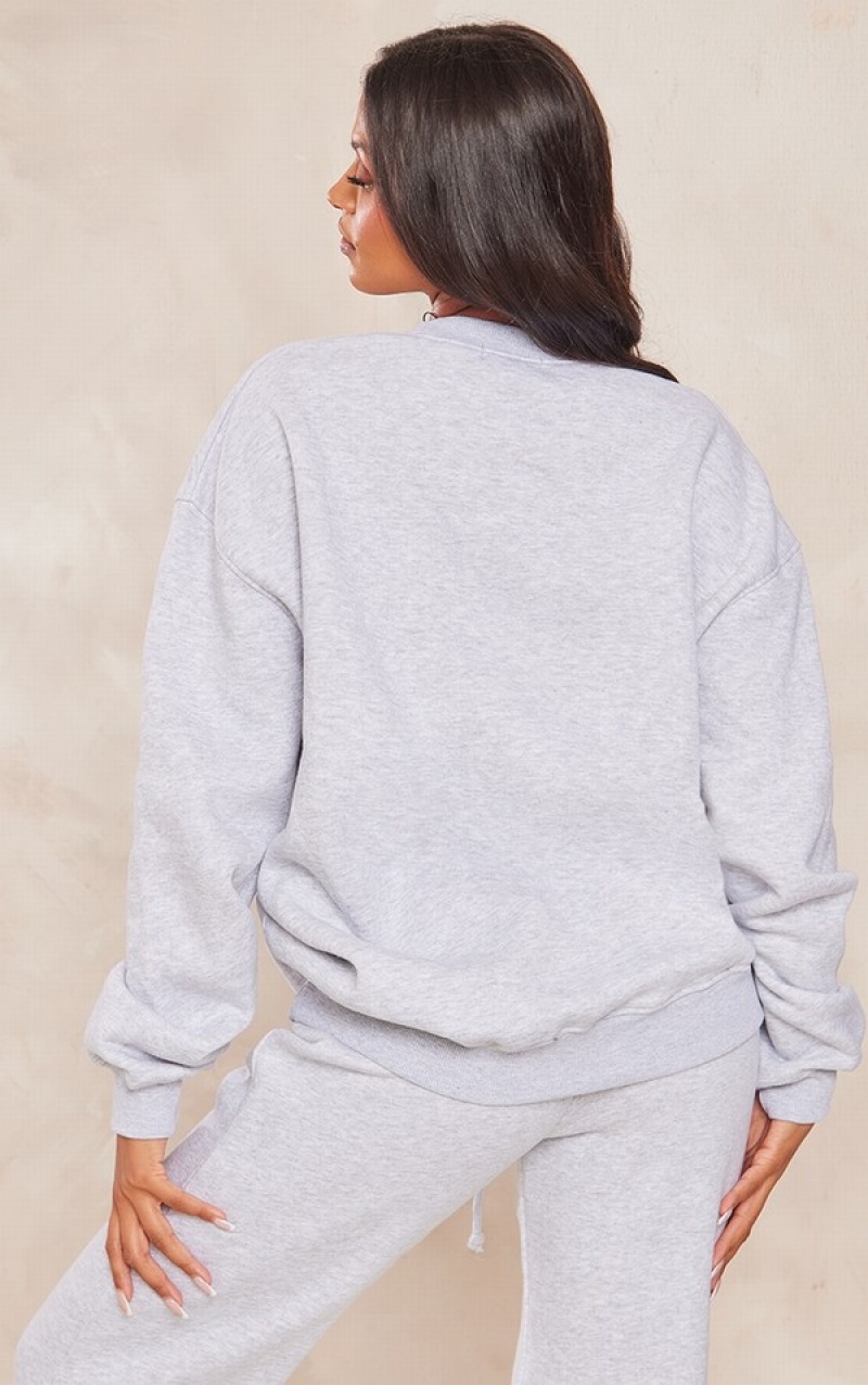 Hanorace Pretty Little Thing Maternity Ash EmbroideOversized Gri | QEZS29603
