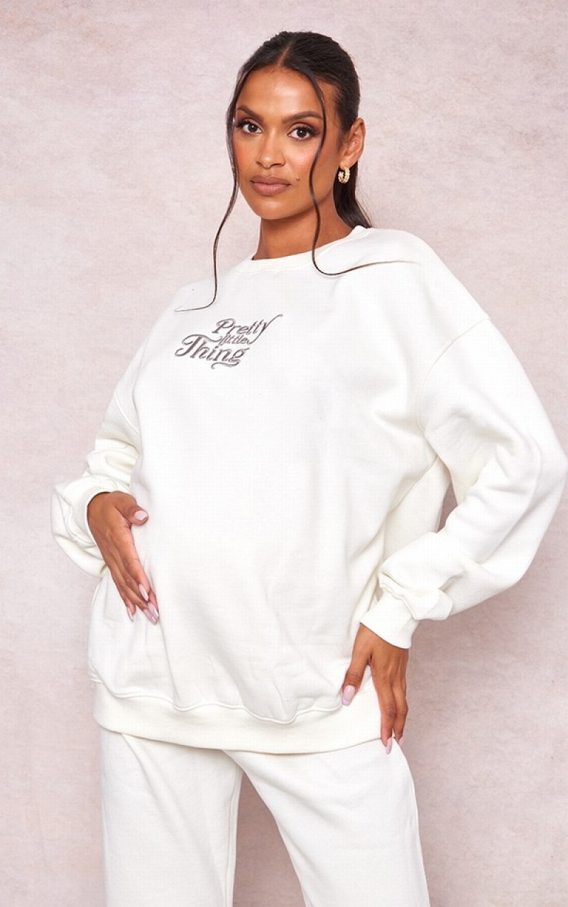 Hanorace Pretty Little Thing Maternity Plt EmbroideOversized Albi | FIMP56879