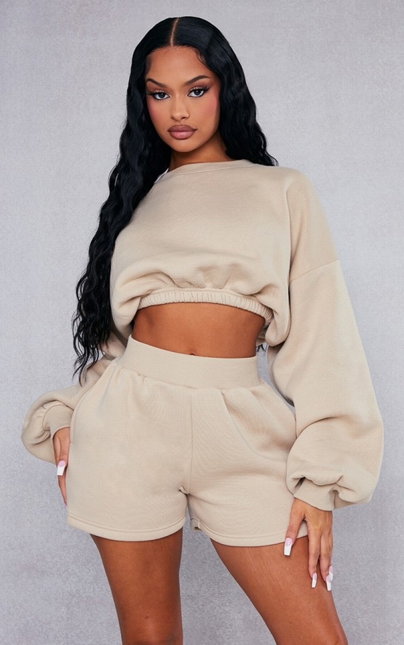 Hanorace Pretty Little Thing Oversized Cinched Cropped Bej | GPZD08149