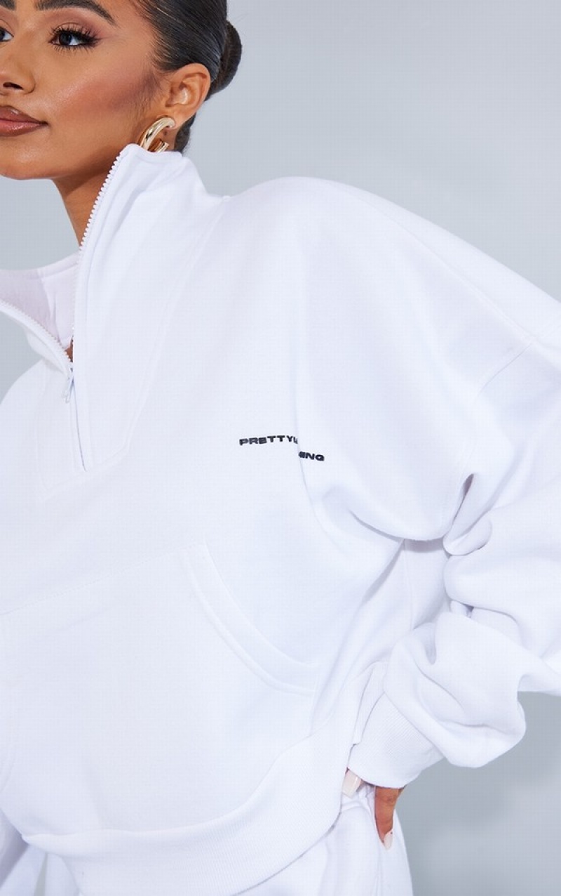 Hanorace Pretty Little Thing Petite Half Zip Oversized Albi | WSAK92480
