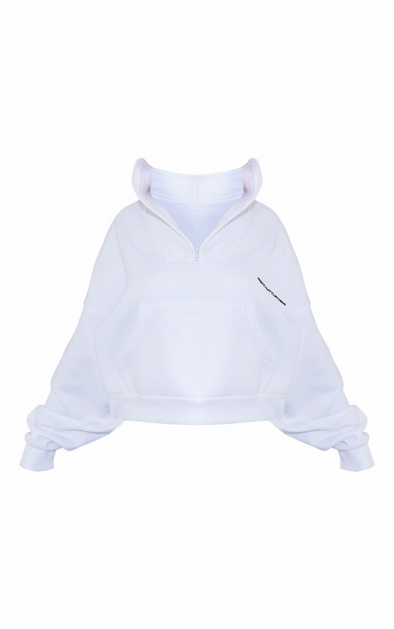 Hanorace Pretty Little Thing Petite Half Zip Oversized Albi | WSAK92480