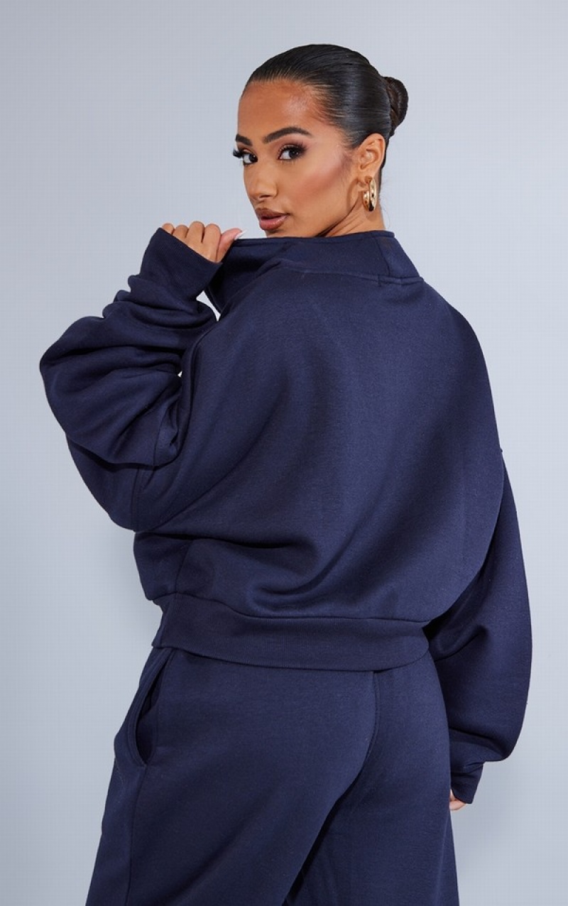 Hanorace Pretty Little Thing Petite Half Zip Oversized Bleumarin | IFDO78630