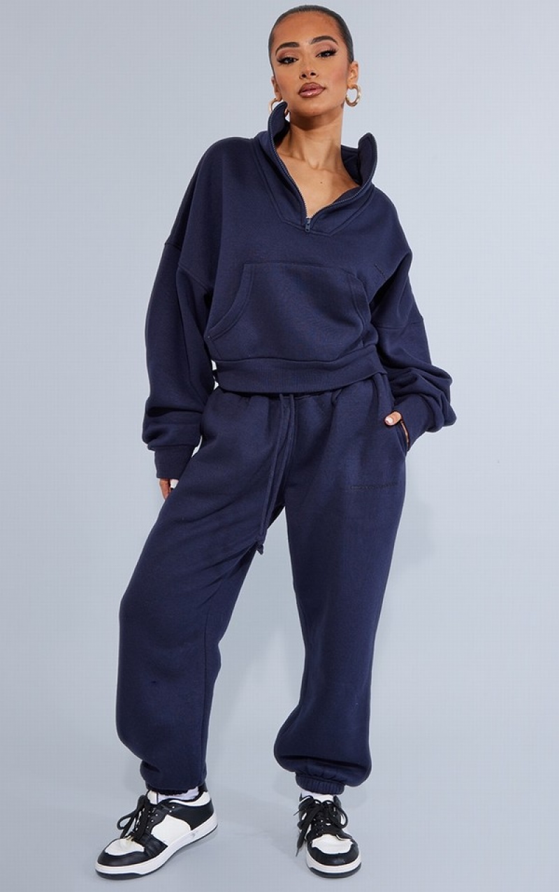 Hanorace Pretty Little Thing Petite Half Zip Oversized Bleumarin | IFDO78630