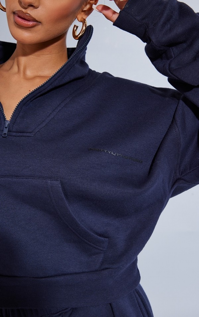 Hanorace Pretty Little Thing Petite Half Zip Oversized Bleumarin | IFDO78630