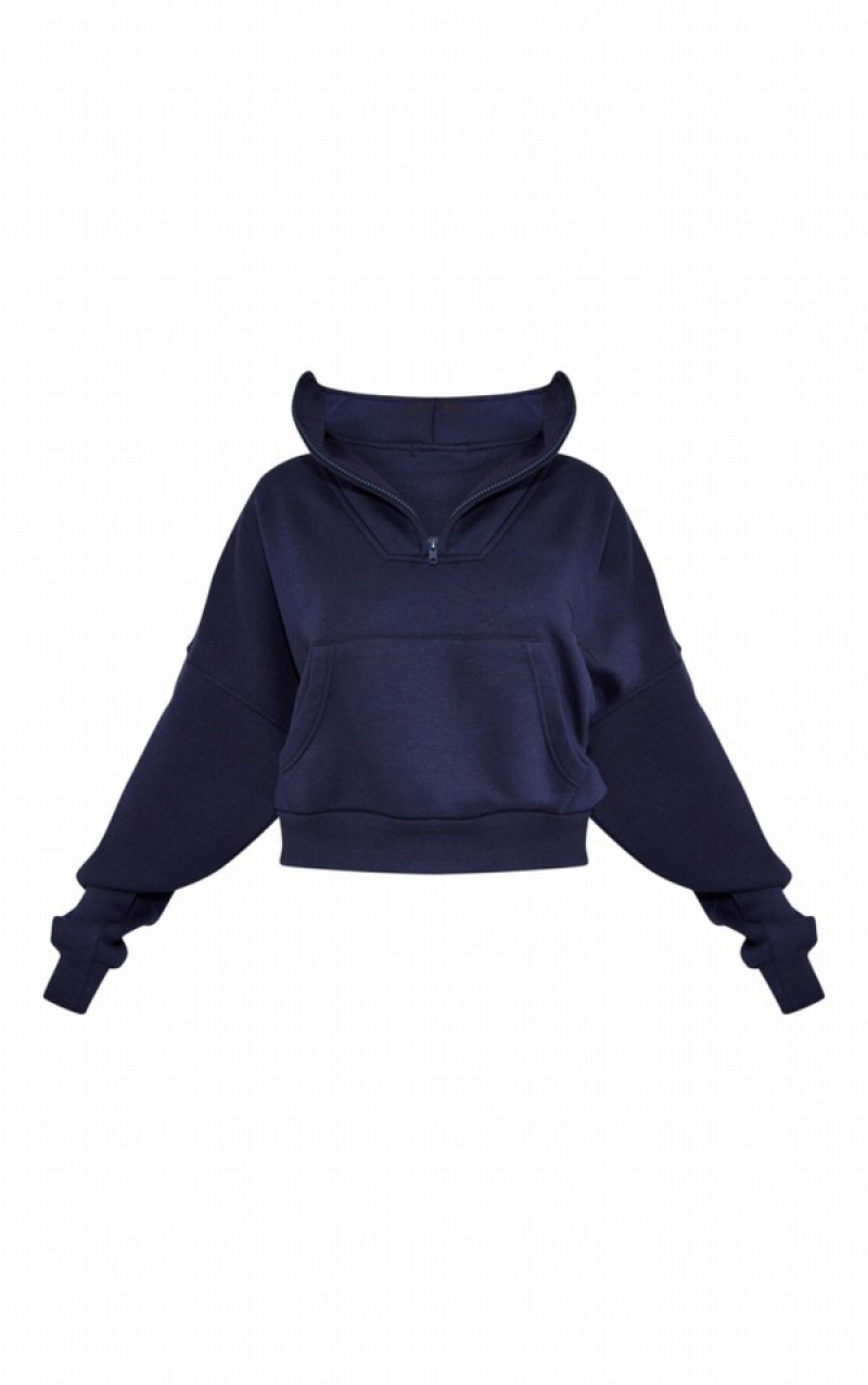 Hanorace Pretty Little Thing Petite Half Zip Oversized Bleumarin | IFDO78630