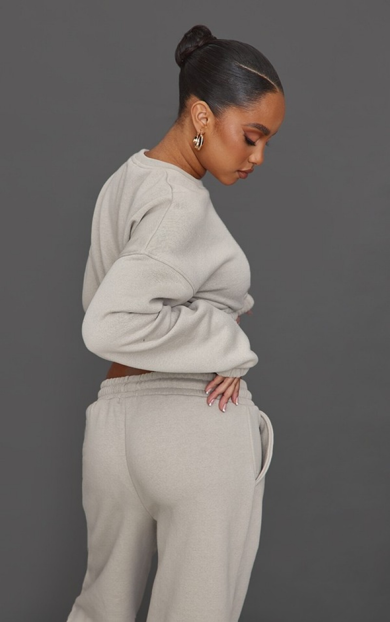 Hanorace Pretty Little Thing Petite Moss Cropped Elasticated Gri | OATH57620