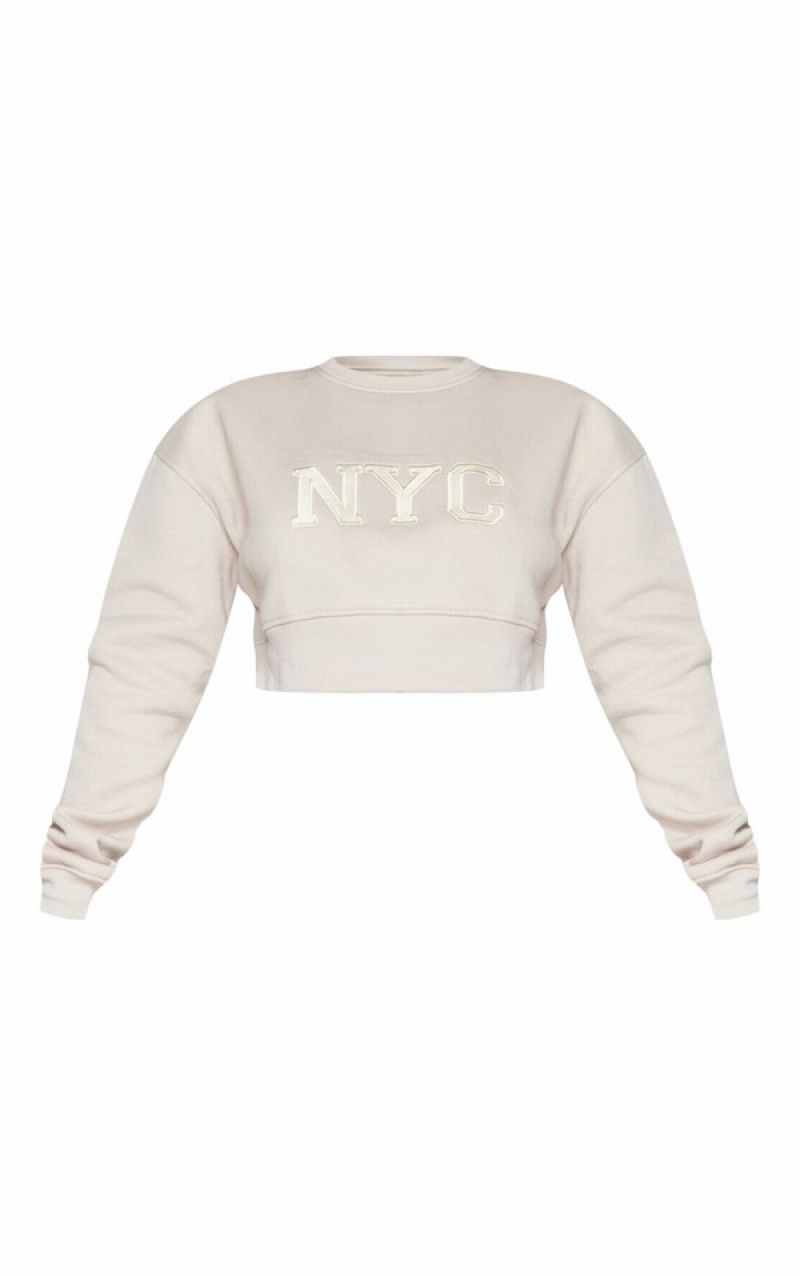 Hanorace Pretty Little Thing Petite Taupe NYC Cropped Gri Maro | OBSC14309